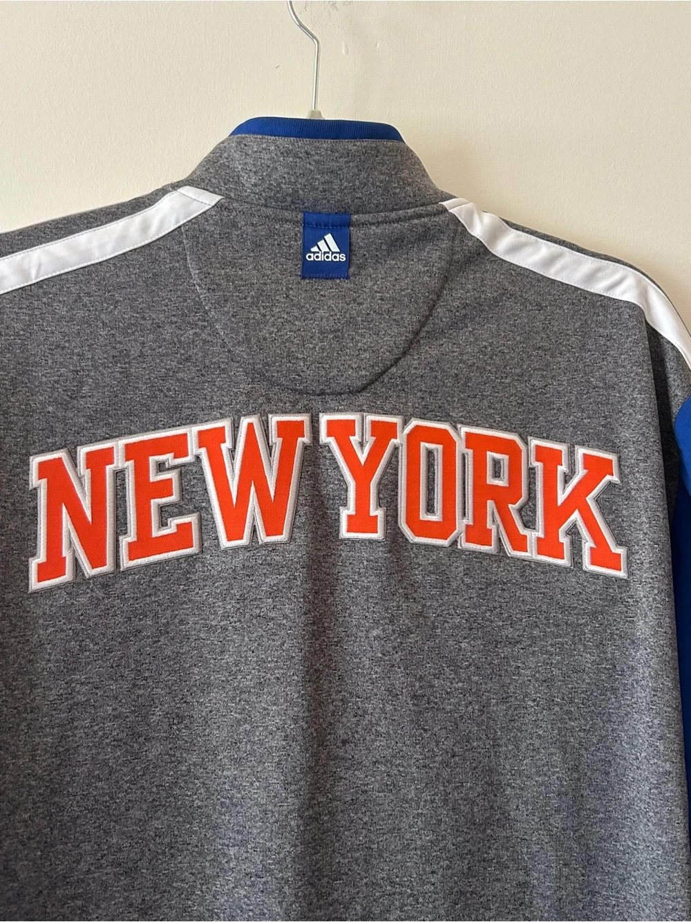 Adidas NBA Knicks On-Court Winter Full Zip Track Jacket Charcoal/Royal Blue